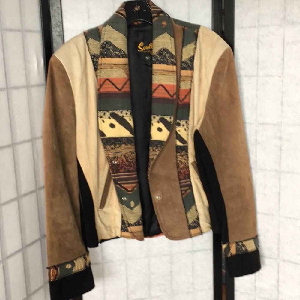 Vintage leather/tapestry jacket